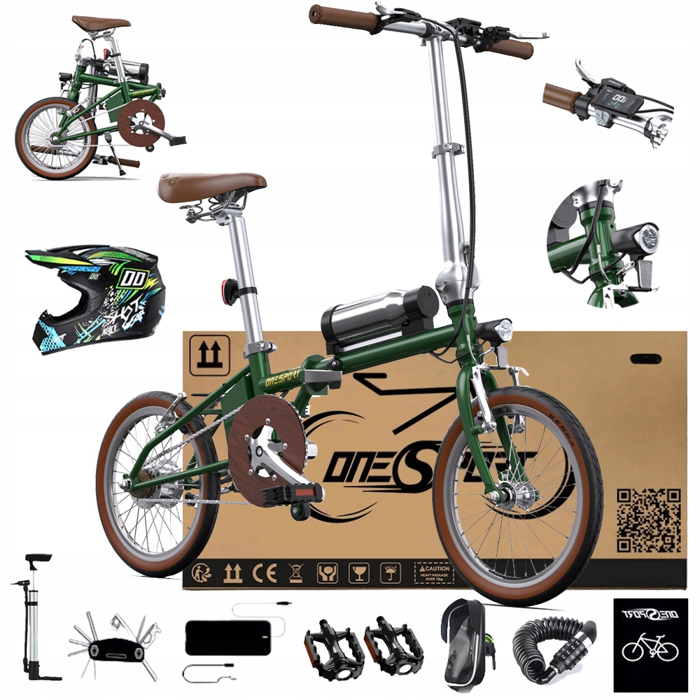 Rower elektryczny Miasto Składany Onesport OT02 250W 36V 5.2AH 25KM/H 16"PL