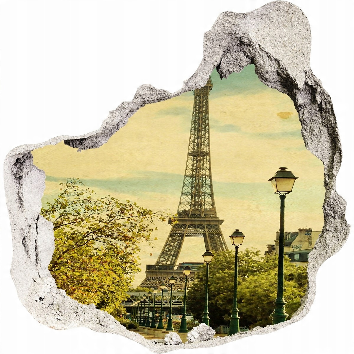 

Fototapeta dziura na ścianę 3d Wieża Eiffla Paryż
