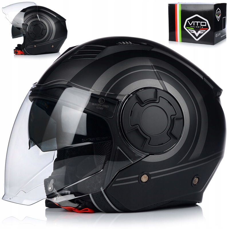 KASK MOTOCYKLOWY | VITO ISOLA | OTWARTY TITAN MATT SKUTER CHOPPER + BLENDA