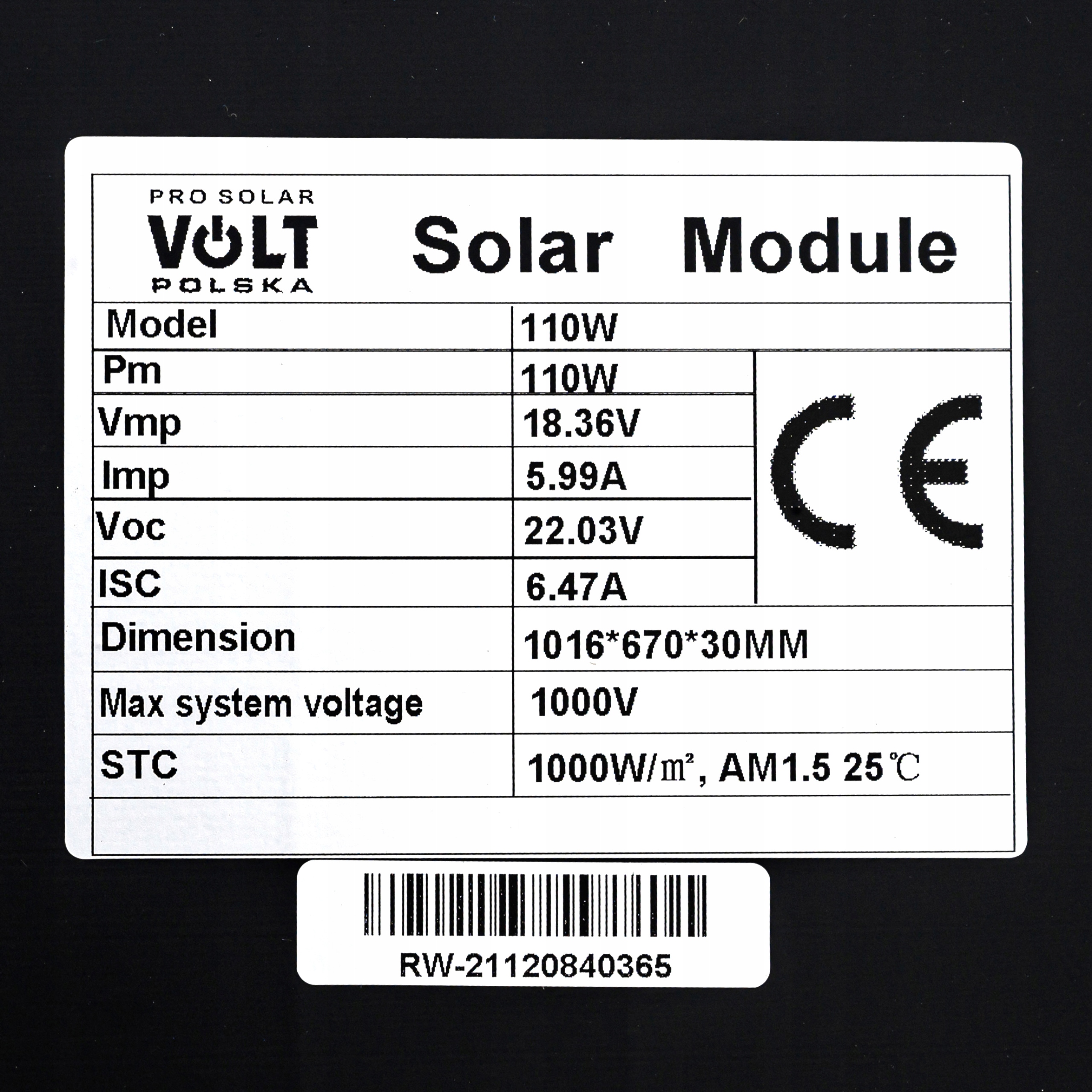 СОНЯЧНА ПАНЕЛЬ ФОТОЕЛЕКТРИЧНА БАТАРЕЯ 12V 110W Інша марка