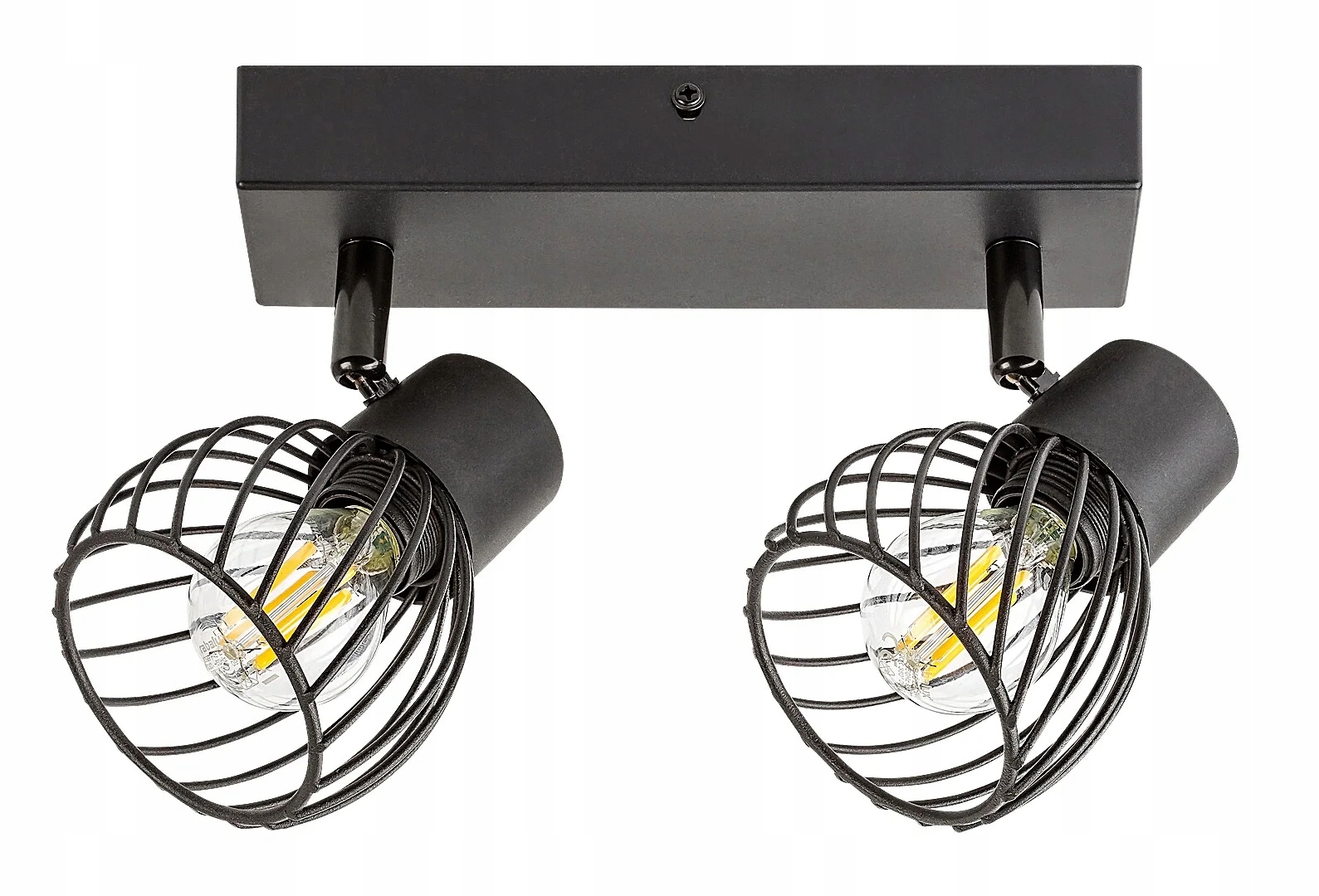 Stropní nástěnná lampa černá s drátěnými stínítky, 2 reflektory, 15 cm Rabalux