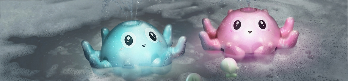 FONTANNA ZABAWKA DO KĄPIELI TRYSKAJĄCA OŚMIORNICA Efekty podświetlenie LED