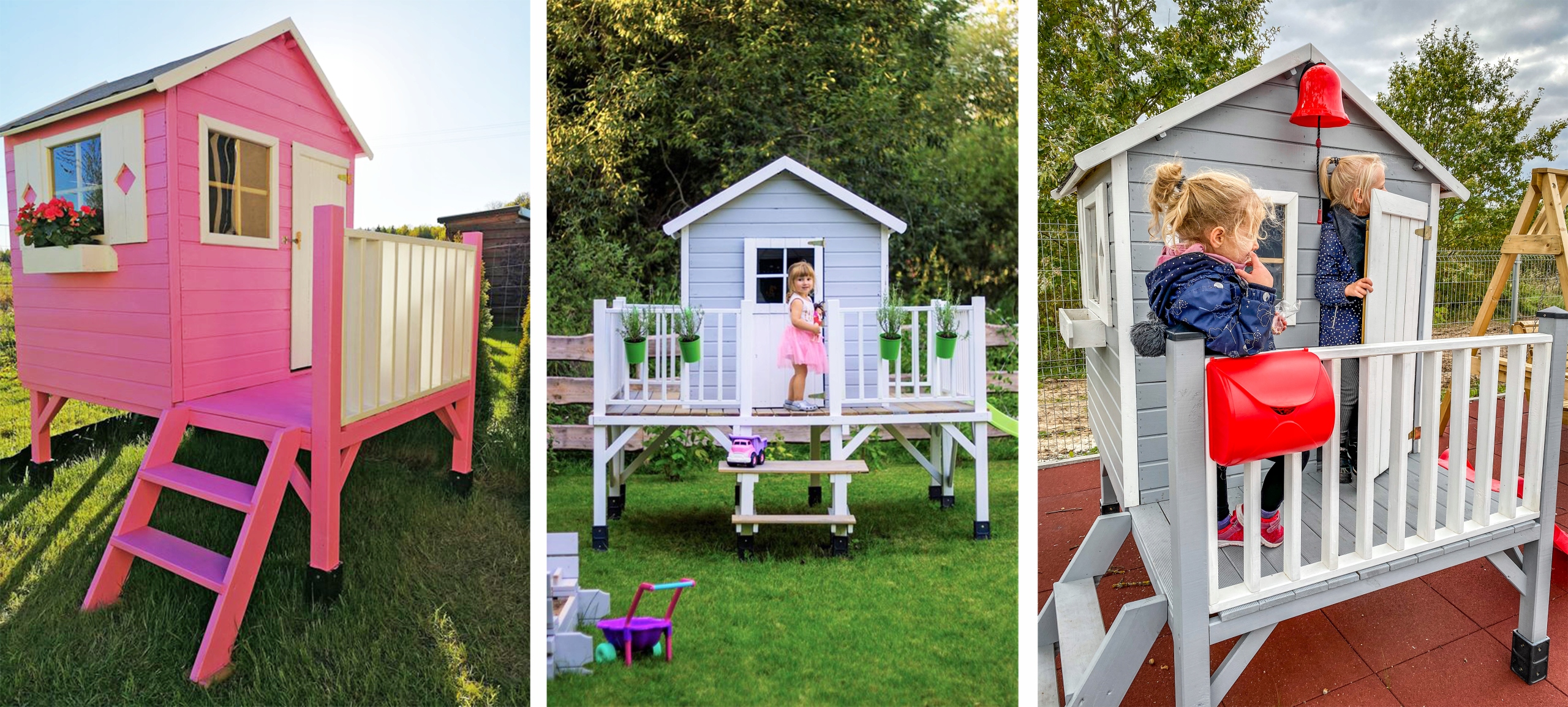 Drewniany Domek Ogrodowy Dla Dzieci Tomek + Ślizg Wysokość 212 cm