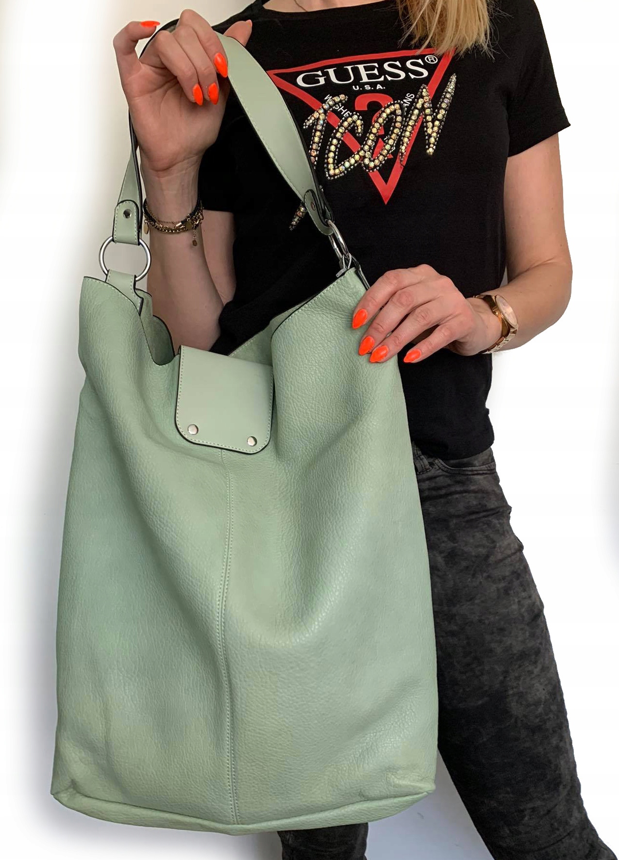 ŚWIETNA TOREBKA WOREK LISTONOSZKA Xl 2 W 1 Materiał dominujący skóra ekologiczna