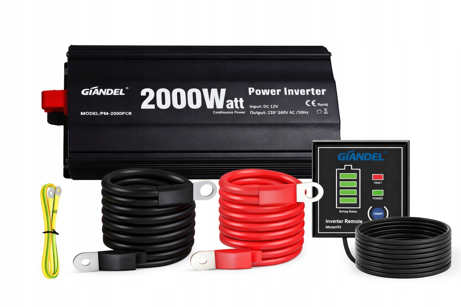 Sínusový Menič Napätia Giandel 2000 W Konvertor DC 12 V