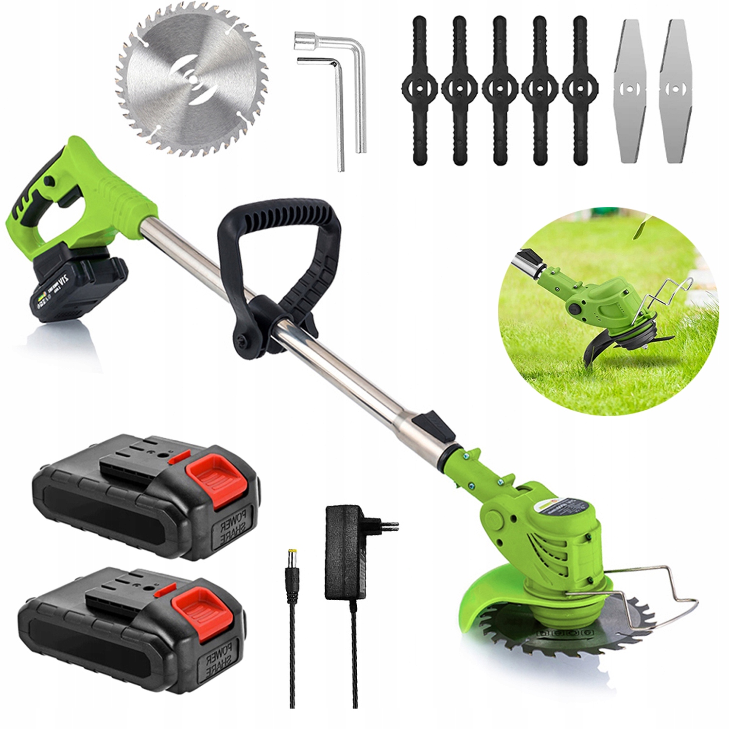 výkonný elektrický aku vyžínač s akumulátor 2 Ah a výkonem 350 W 21 V