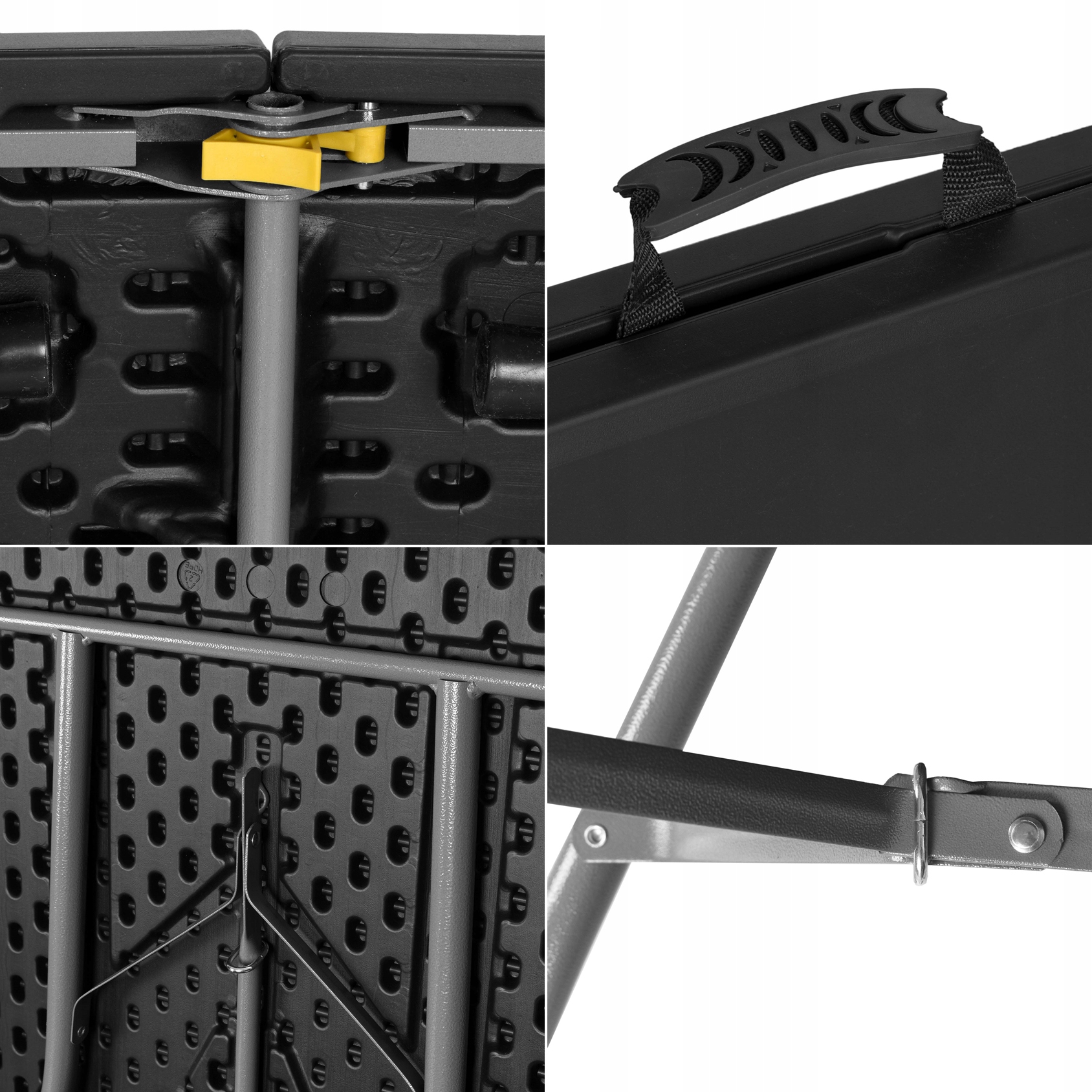 STÓŁ SKŁADANY CATERINGOWY BANKIETOWY IMPREZOWY OGRODOWY WALIZKA CZARNY 240 Materiał dominujący tworzywo sztuczne