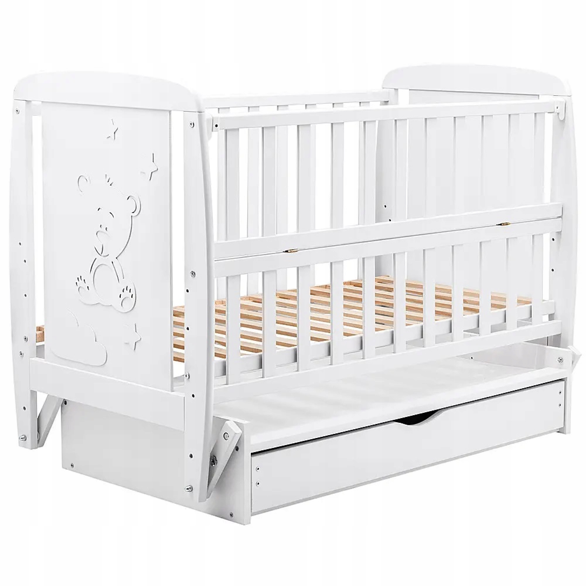 ŁÓŻECZKO DZIECIĘCE BUKOWE Z SZUFLADĄ KOŁYSKA TADDY