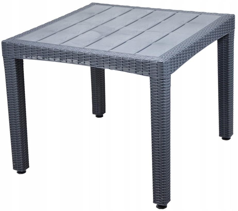 MOCNY DUŻY KWADRATOWY STÓŁ OGRODOWY 80cm GRAFITOWY