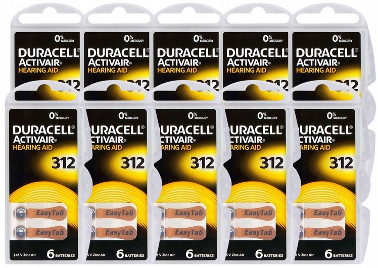 

60x Baterie Duracell Do Aparatów Słuchowych 312