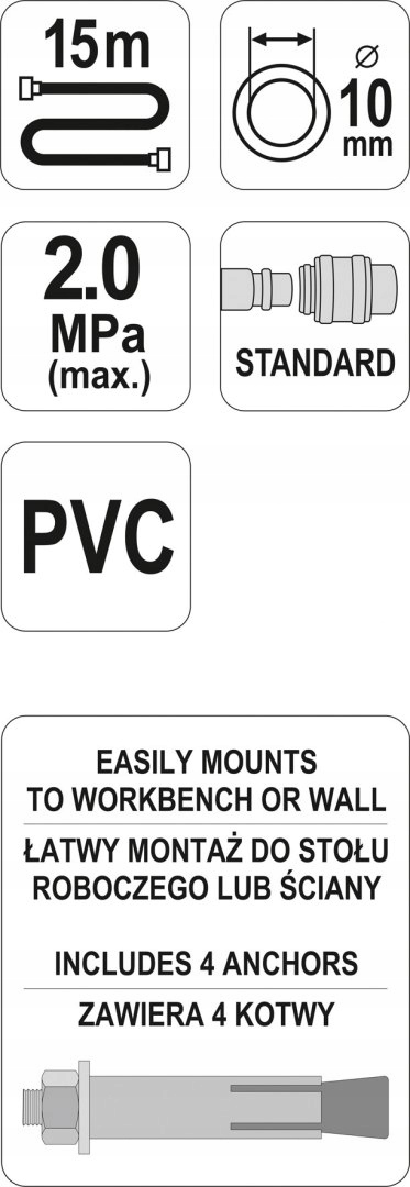 PRZEWÓD PNEUMATYCZNY NA ZWIJAKU 10MM 15M Kod producenta YT-24240
