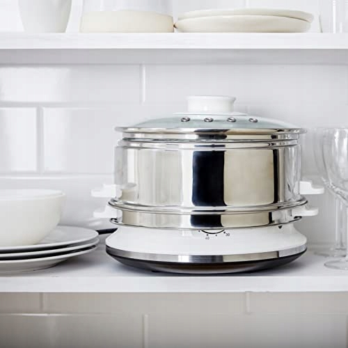 TEFAL Parowar Elektryczny 2 Stalowe Pojemniki 6L Timer 900W Biały VC1451 — miniatura 5