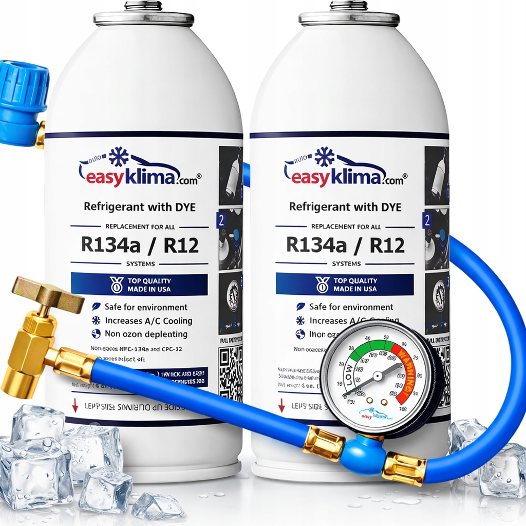 2X Činidlo Pro Klimatizaci R134A Pro Nabíjení Klimy Hadice S Manometrem