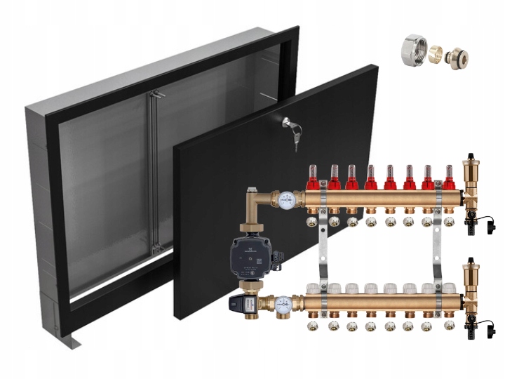 Mosazný Rozdělovač 8 S Čerpadlem Grundfos Podomítková Skříňka Černá Pex