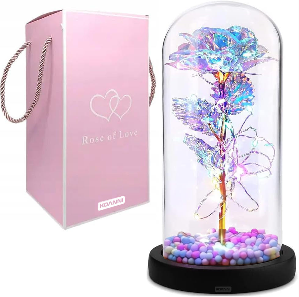 ETERNAL ROSE IN GLASS GLOWING LED GIFT IDEA - VALENTINE'S DAY COLORS
