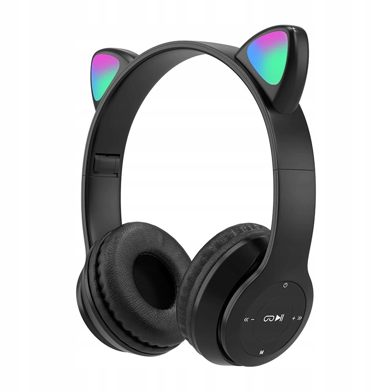 

Słuchawki Dzieci Bluetooth Led Kocie Uszy Czarne