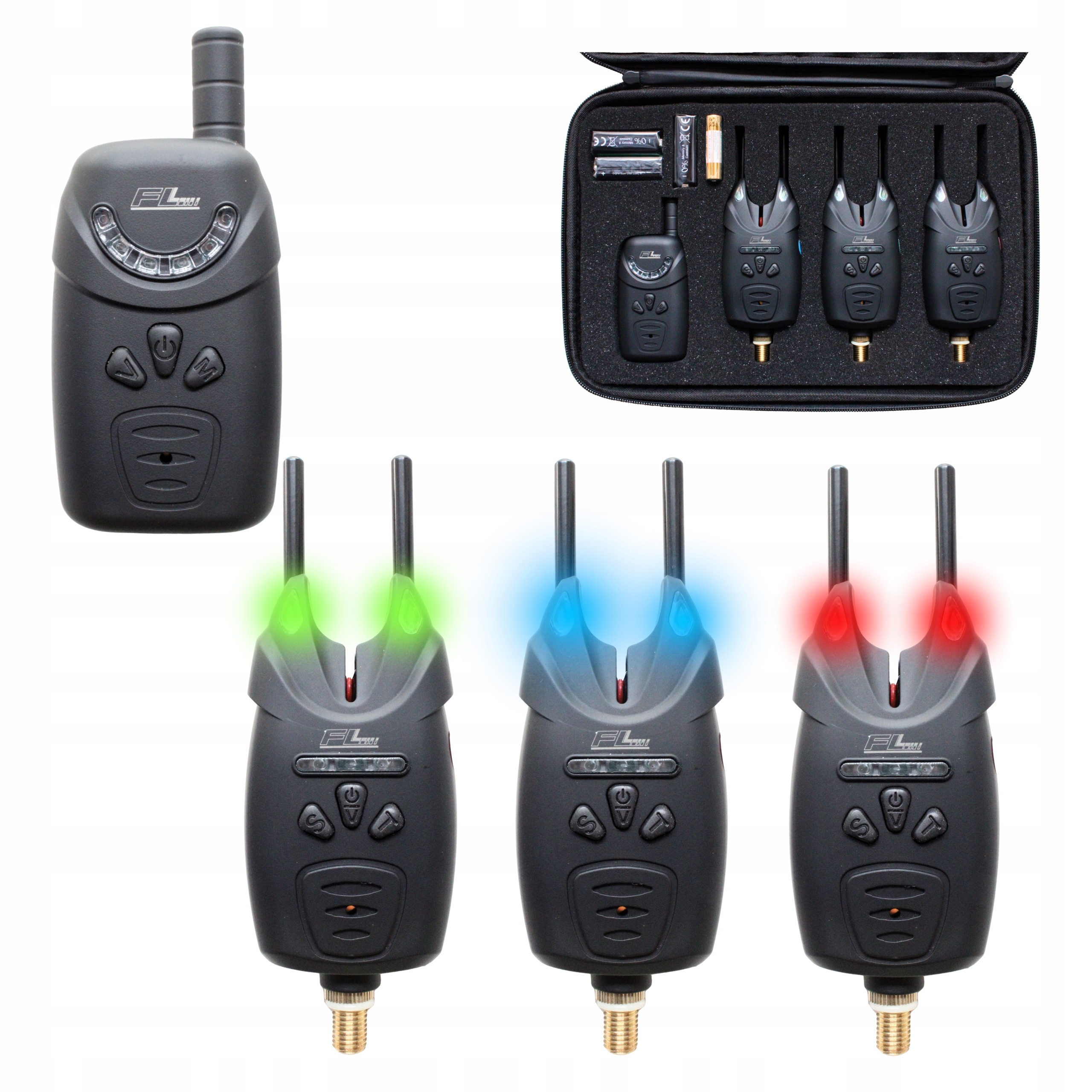 Zestaw Sygnalizatorów Karpiowych Wędkarskich Z Centralką 3+1 Set Na Karpie