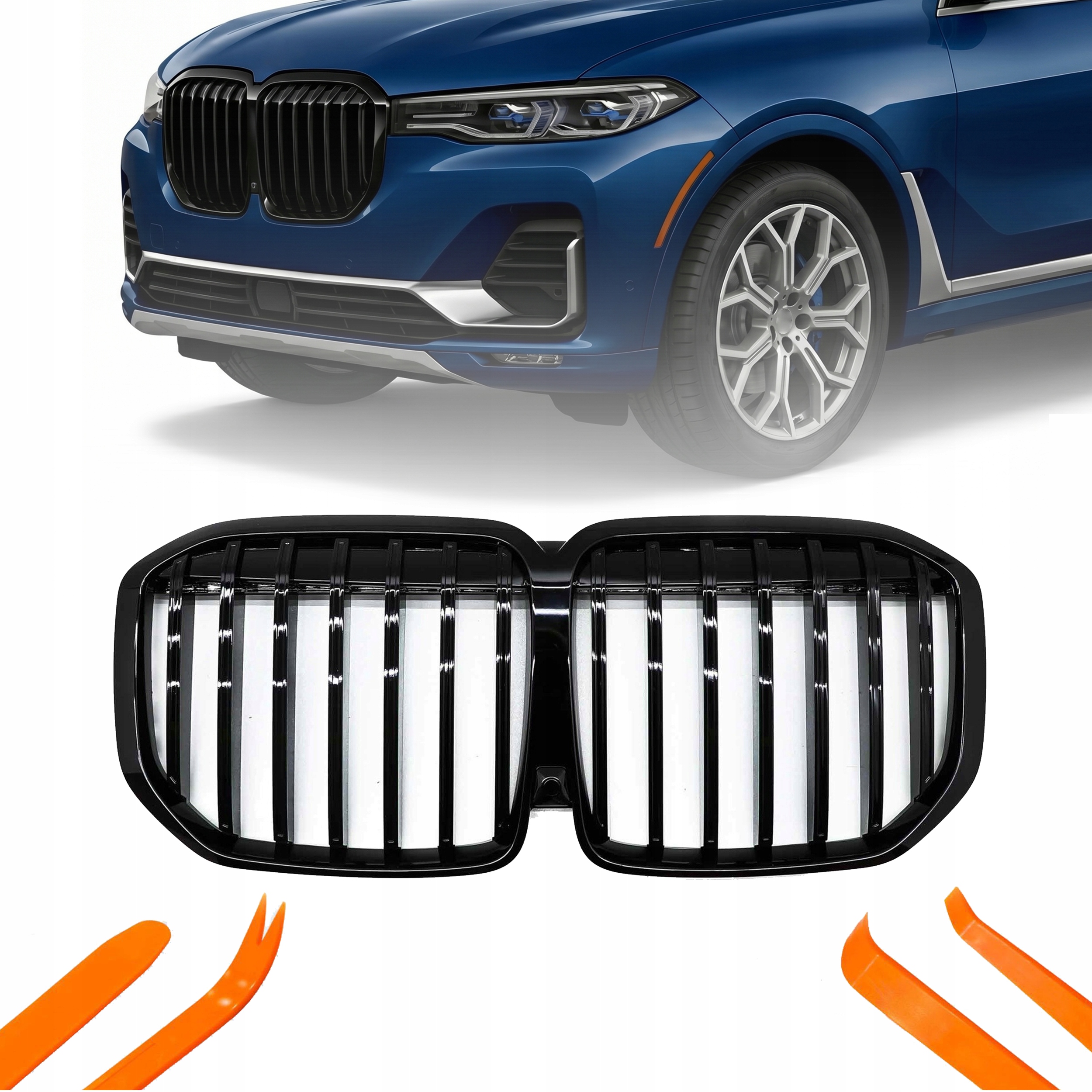 Atrapa Gril Ledviny Bmw X7 G07 22-23 Černý Lesk 1 Žebro