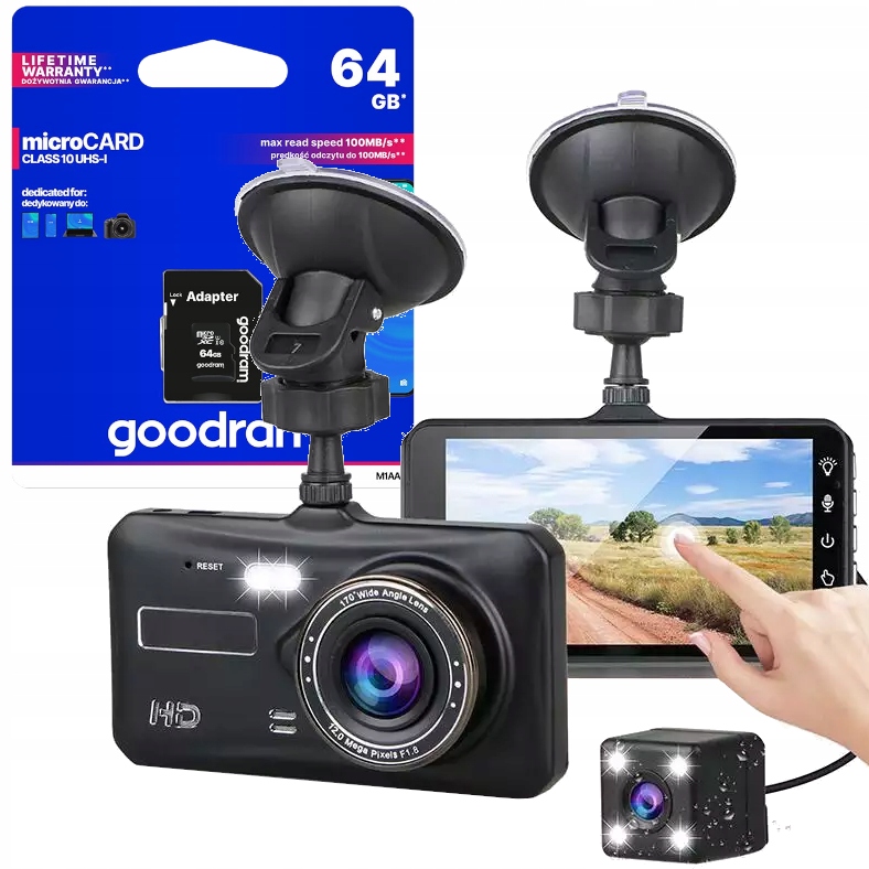 

Rejestrator Jazdy Full Hd Kamera Cofania Pl 64GB