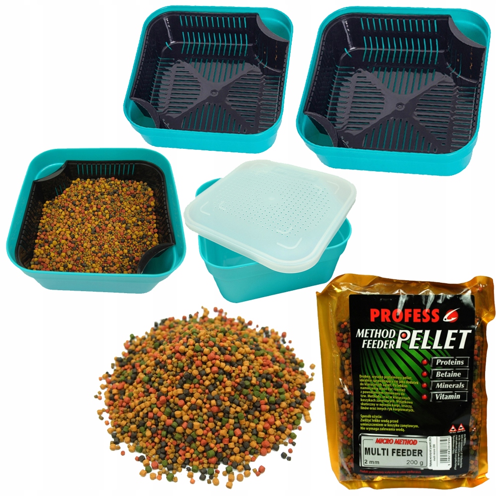 2szt Pudełko Do namaczania Pelletu 1,2L 2L Sitko pellet 2mm Profess mix