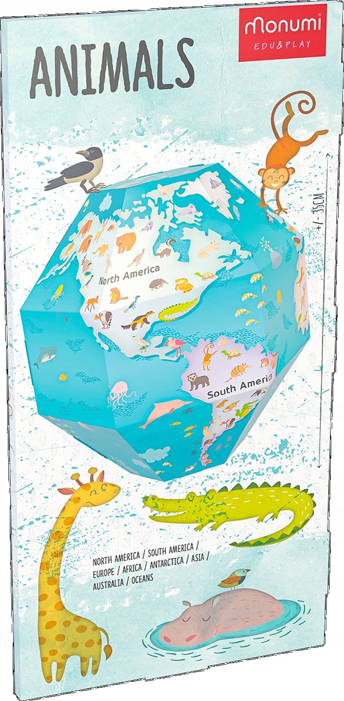 Globus 3D do składania - Zwierzęta - Monumi 3+ Kolor Wielokolorowy