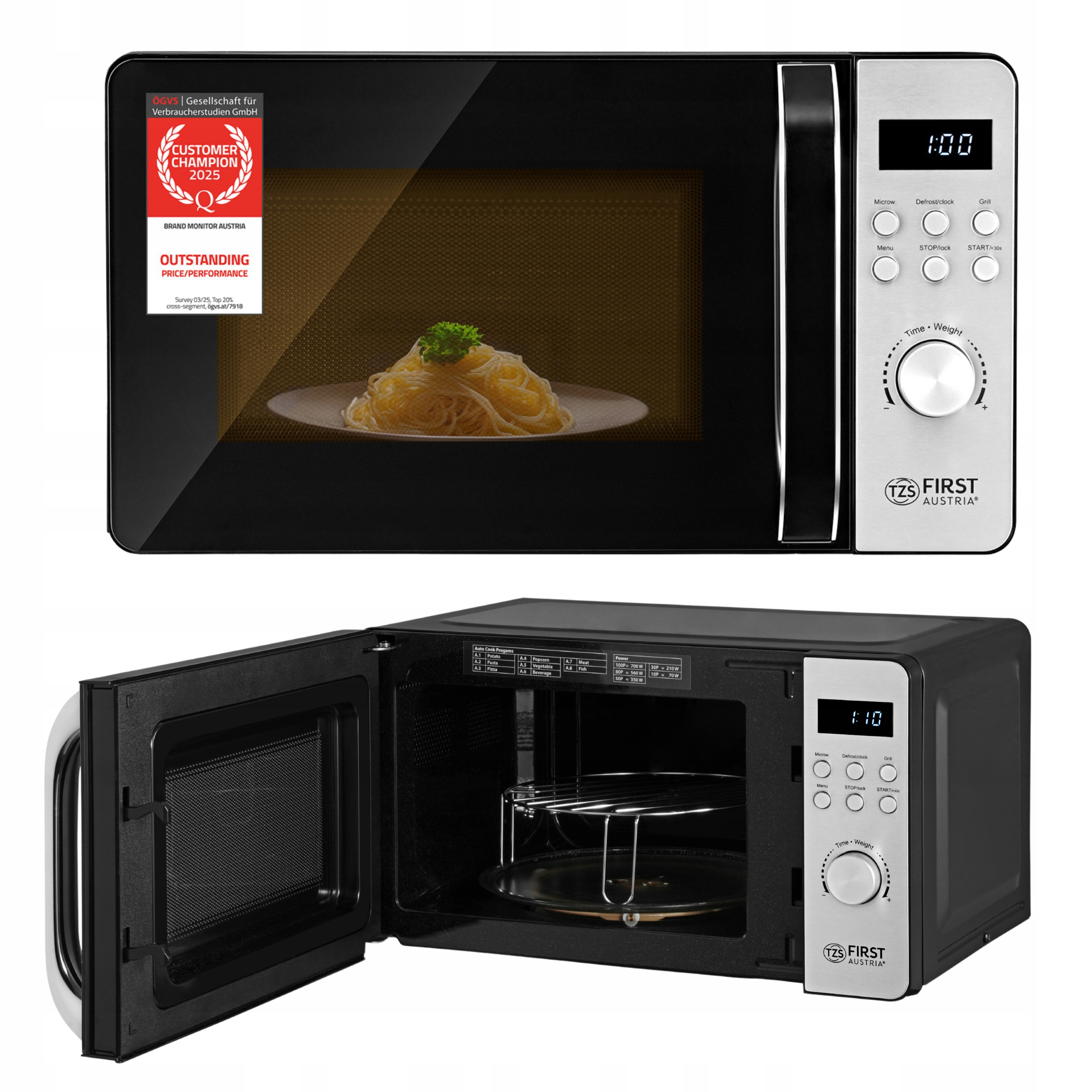 Kuchenka mikrofalowa z grillem 20L Led 700/800W mikrofalówka 8 programów