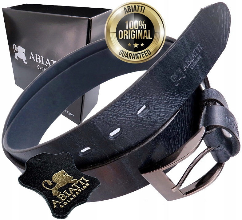 Kožený Pánský Pásek Ke Kalhotám Abiatti Široký Opasek Tmavě Modrý Silná Kůže