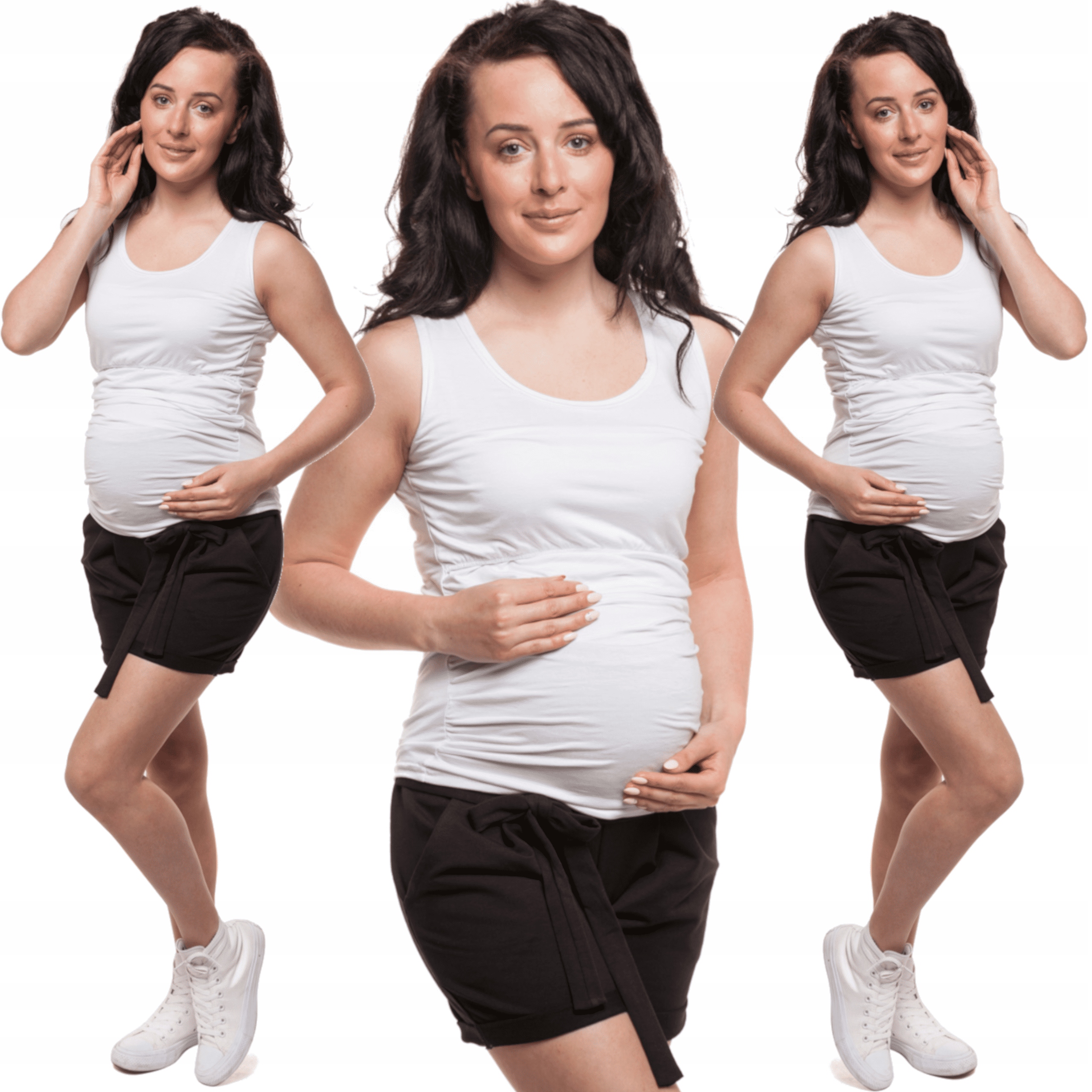 Bawełniane krótkie spodenki szorty ciążowe Lena L Model Lena