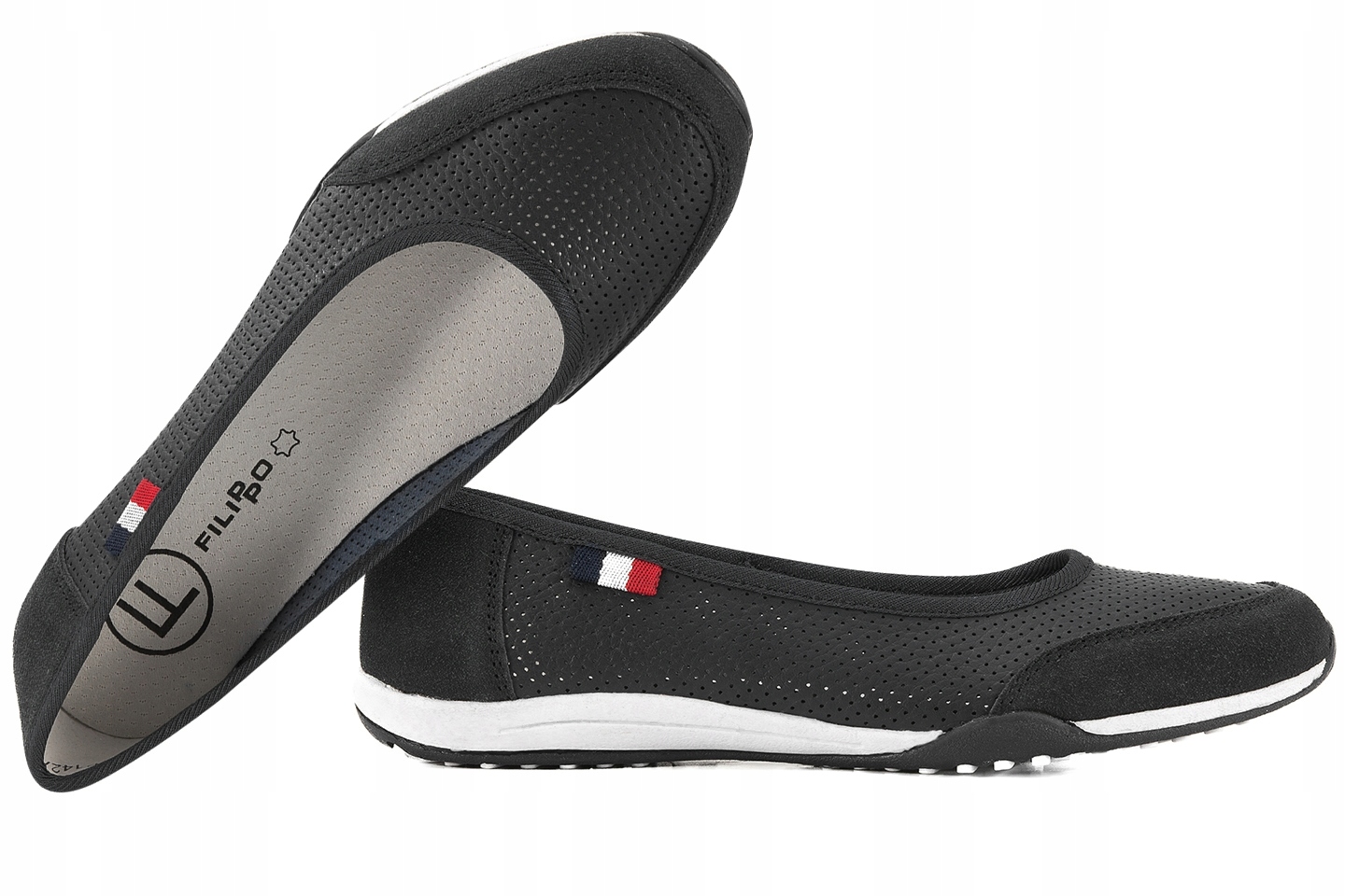 Filippo DP142 Dámské Polobotky Sportovní Baleríny S Perforovanými Vložkami Z Kůže 39