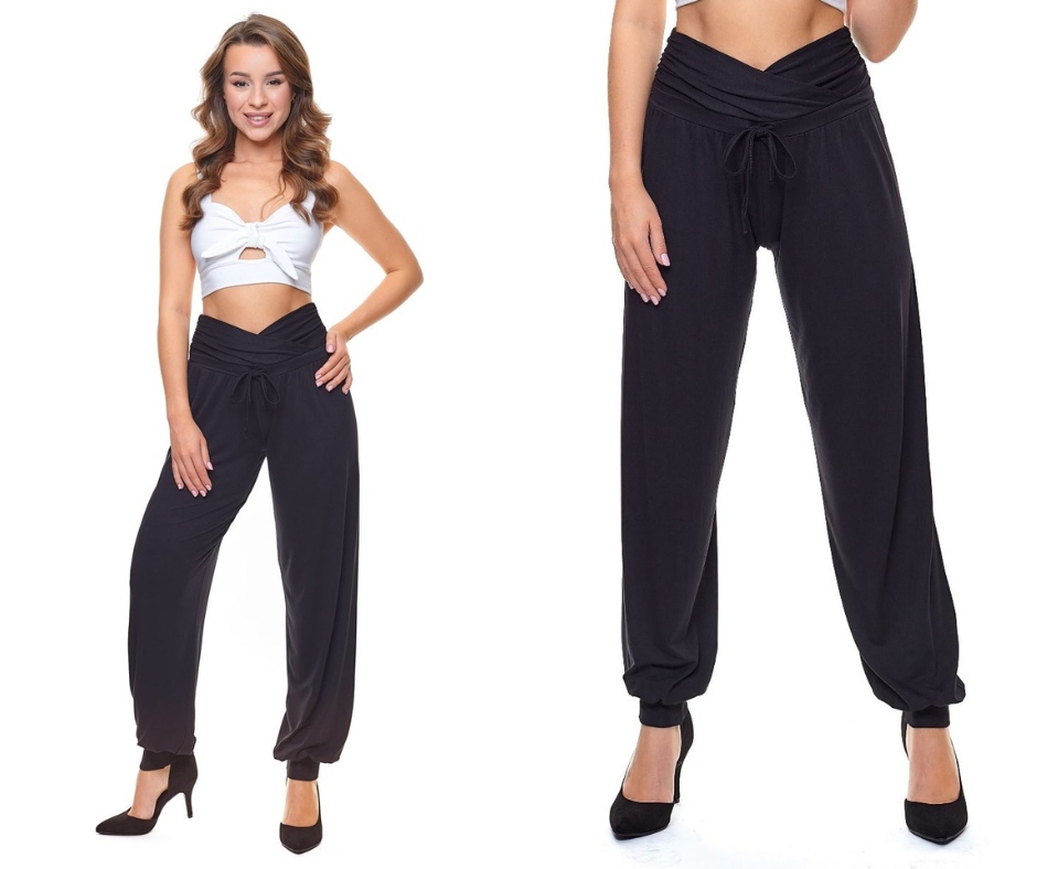 Spodnie alladynki damskie haremki czarne luźne sportowe fitness L XL