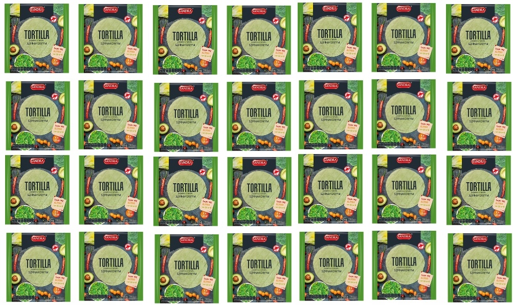 Levně 28 x 240 g Sandra Špenátová pšeničná tortilla 25 cm 4 ks Karton