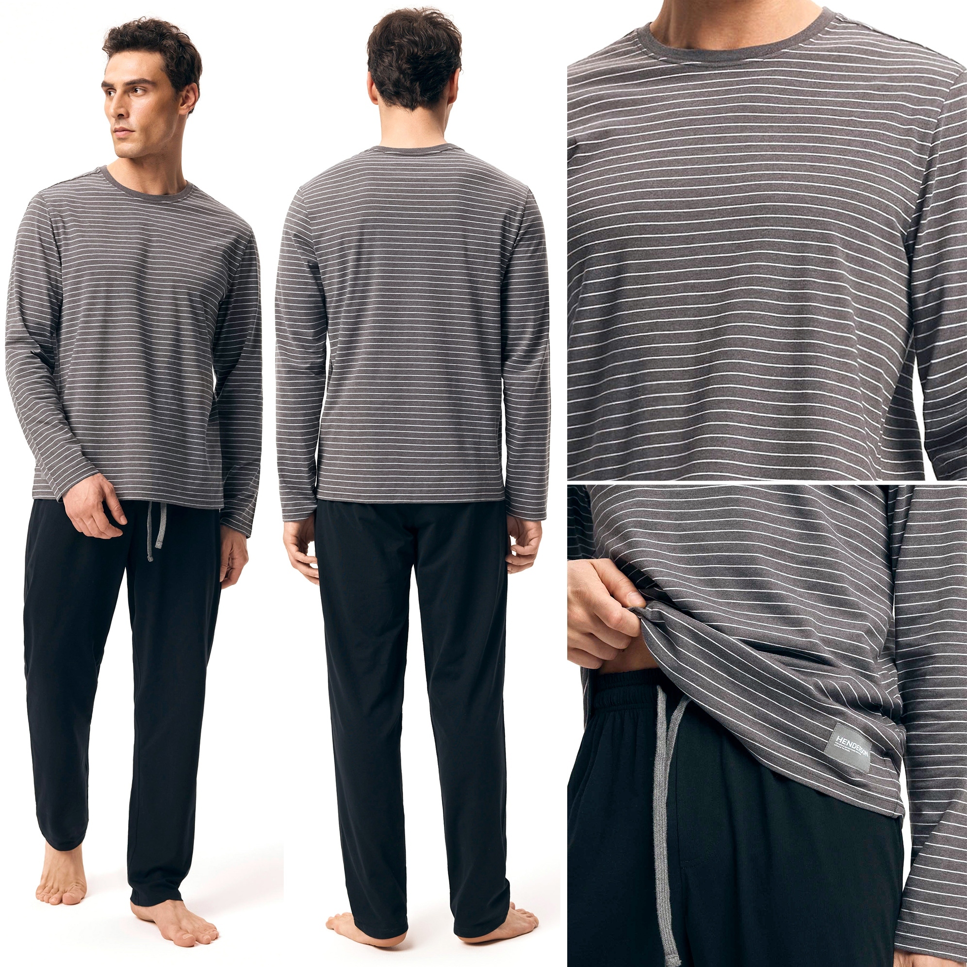 Pánské Pyžamo Henderson Pyžamový komplet z bavlny s dlouhými pruhy XL