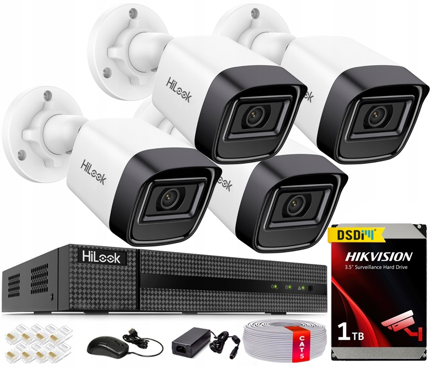 Sada monitorování Ip 4 kamery 4MPX HiLook by Hikvision PoE pro firemní dům