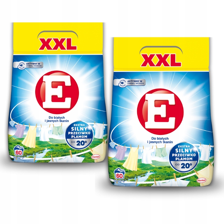 Levně E prášek na praní bílých a světlých tkanin 3,3 kg, 60 praní x2