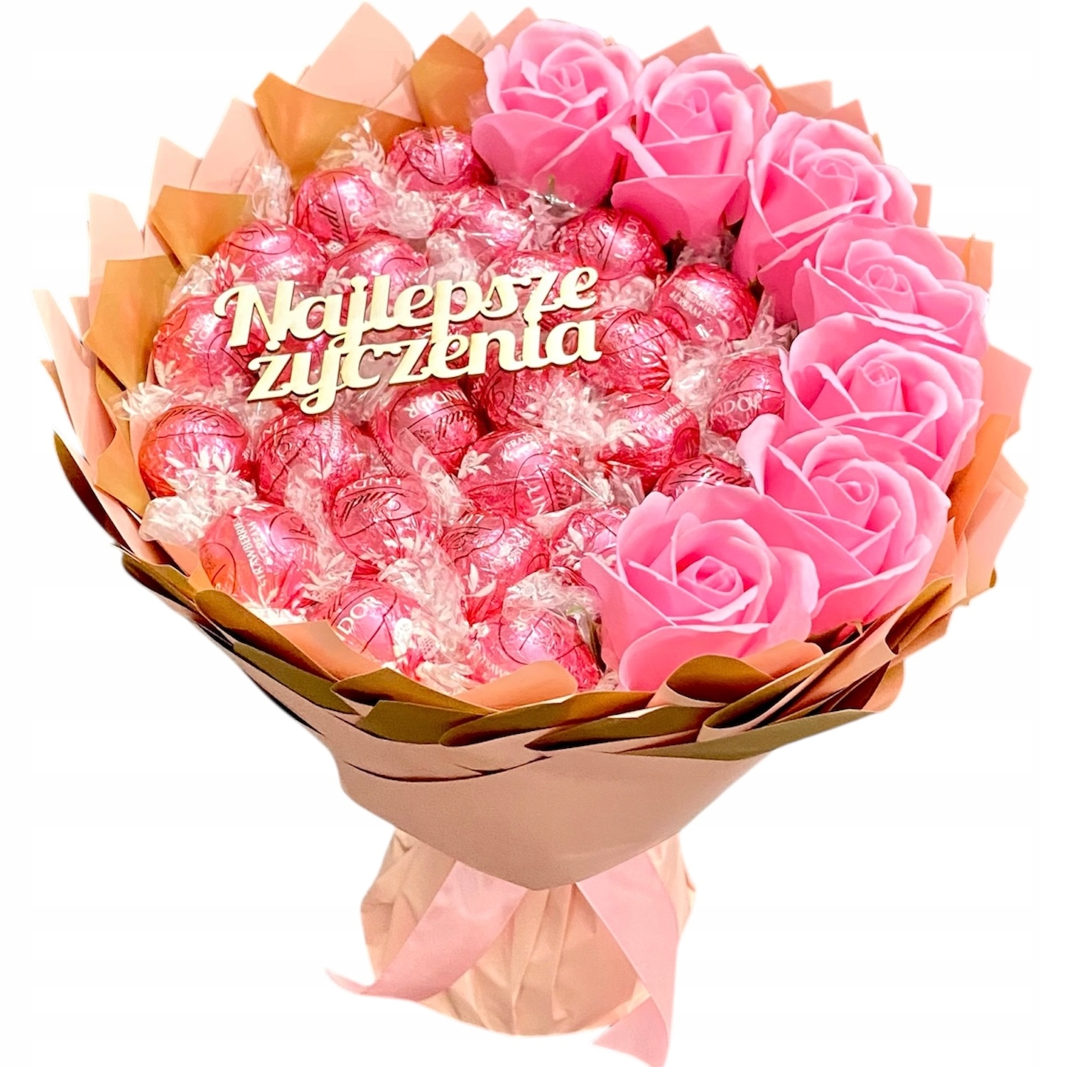 Słodki Bukiet ze Słodyczy Lindor Zestaw Urodziny napis do wyboru