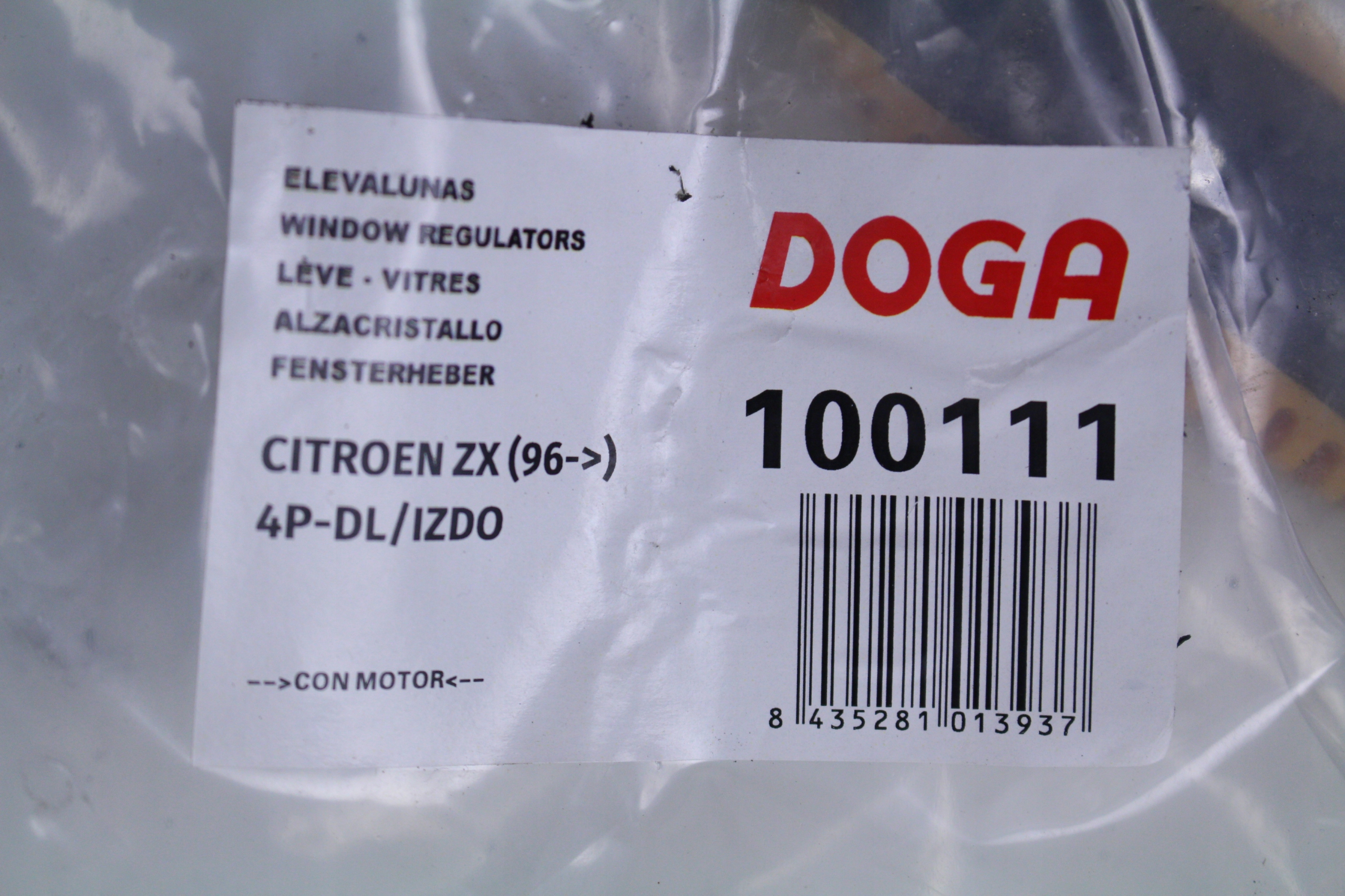 MECHANIZM SZYB LEWY PRZOD CITROEN ZX 5D Weight with packaging 1 kg