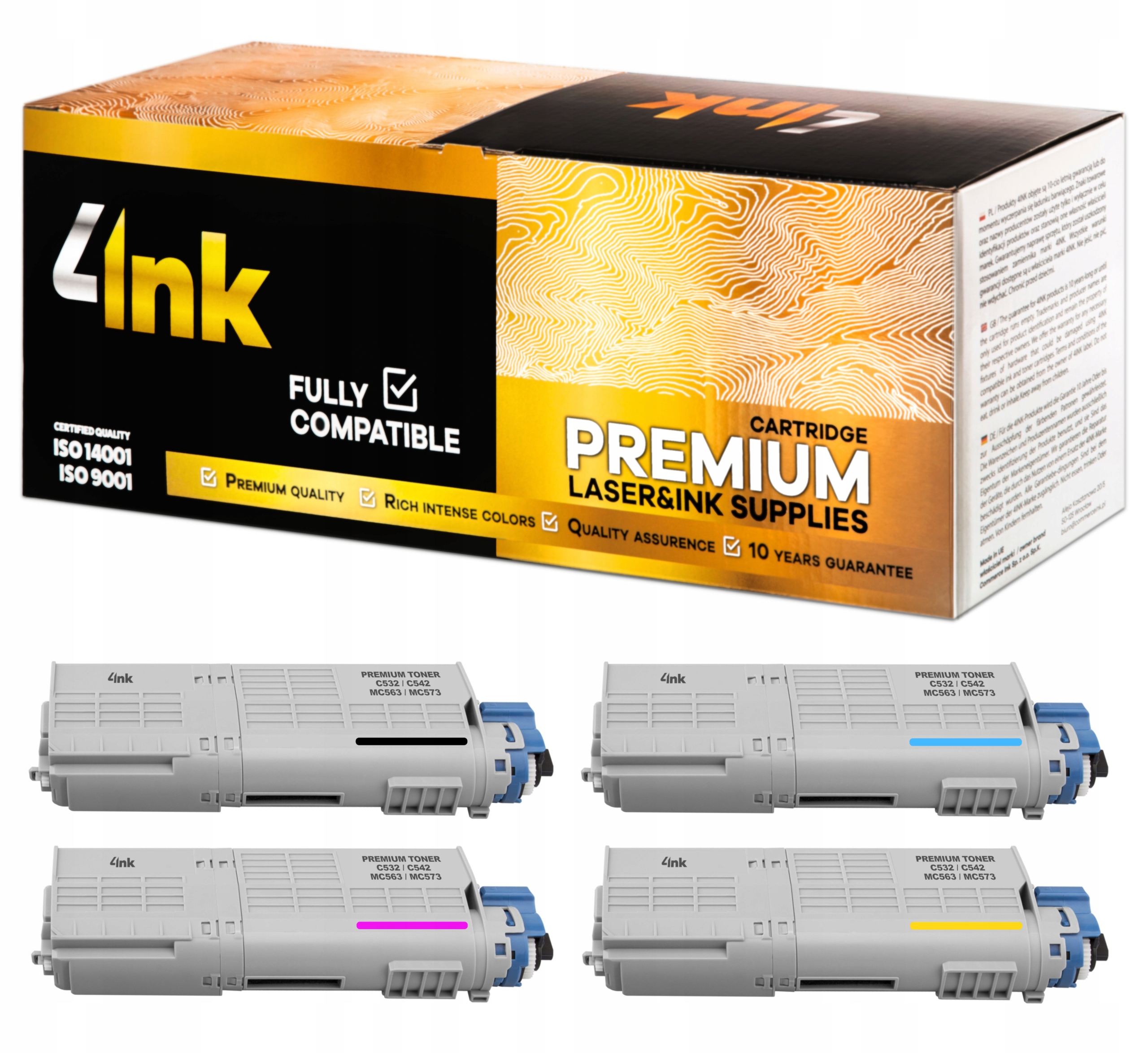 

4x Toner Do Oki C532dn C542dn MC563dn MC573dn XXL