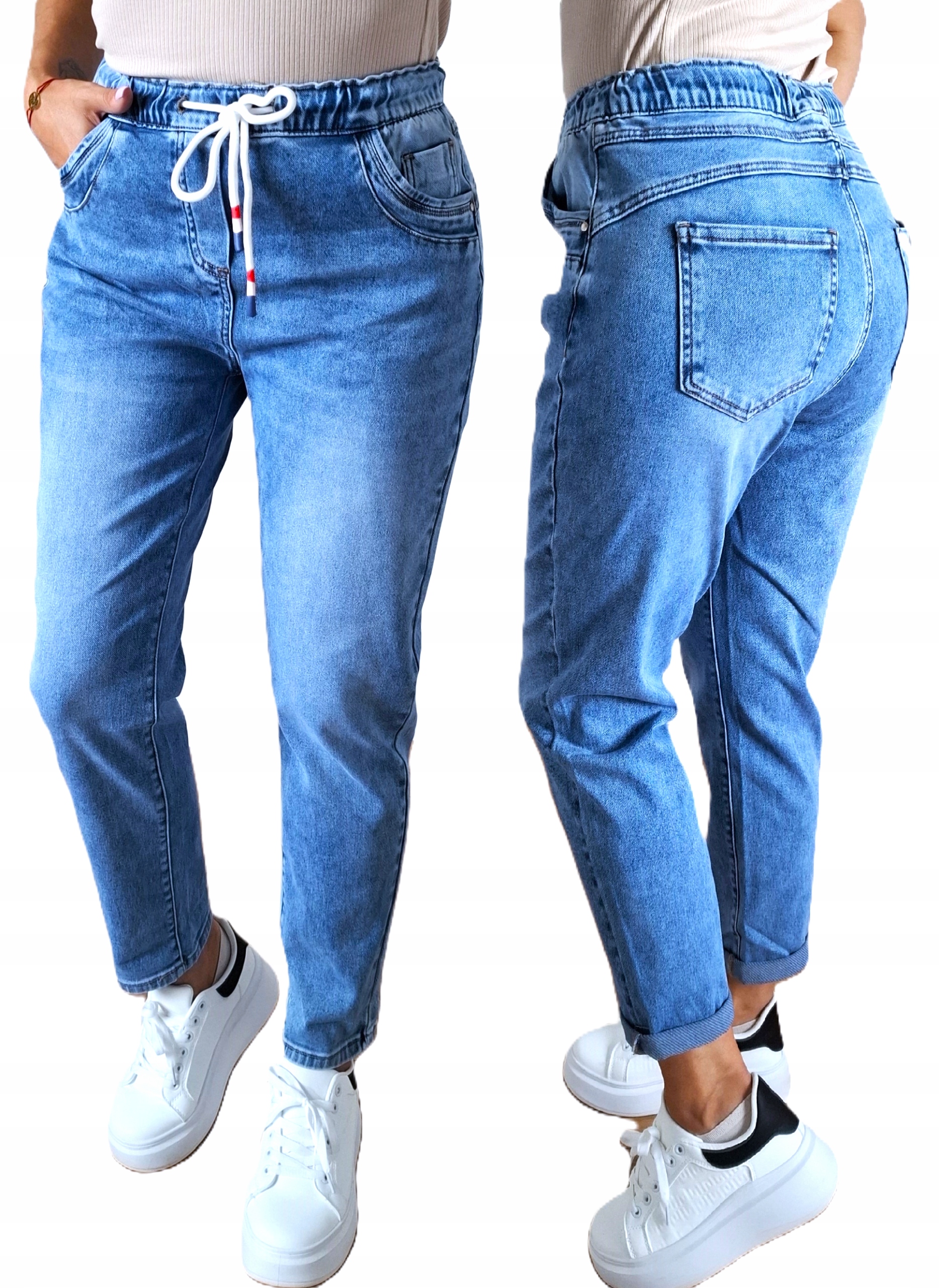MG19 Spodnie Jeansy Gumka w pasie Mom Fit (L 4XL) r. 3XL/46
