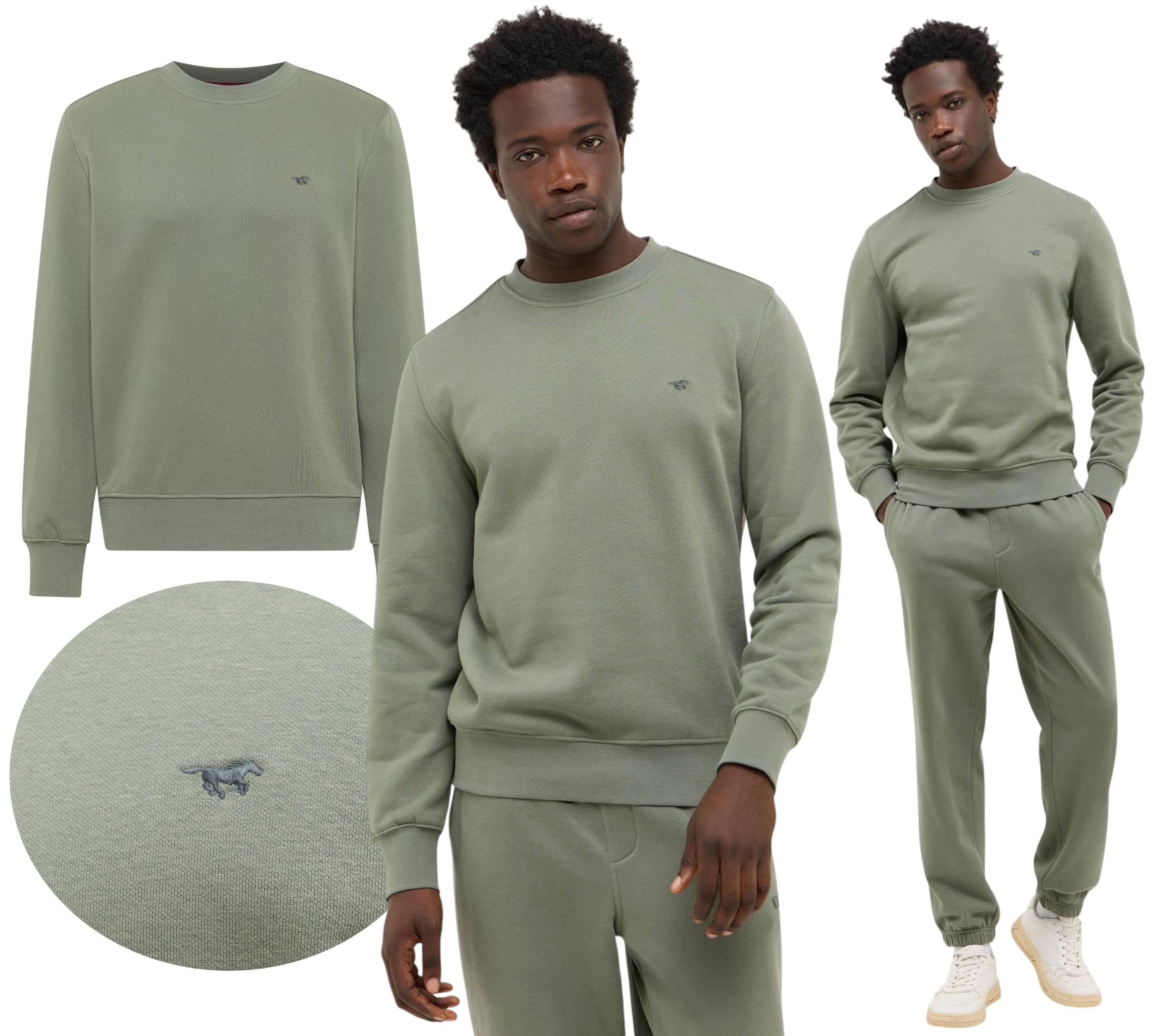 Pánská černá bavlněná Pánská Mikina Bez Kapuce Mustang , výšivka loga Clio, vel. XL