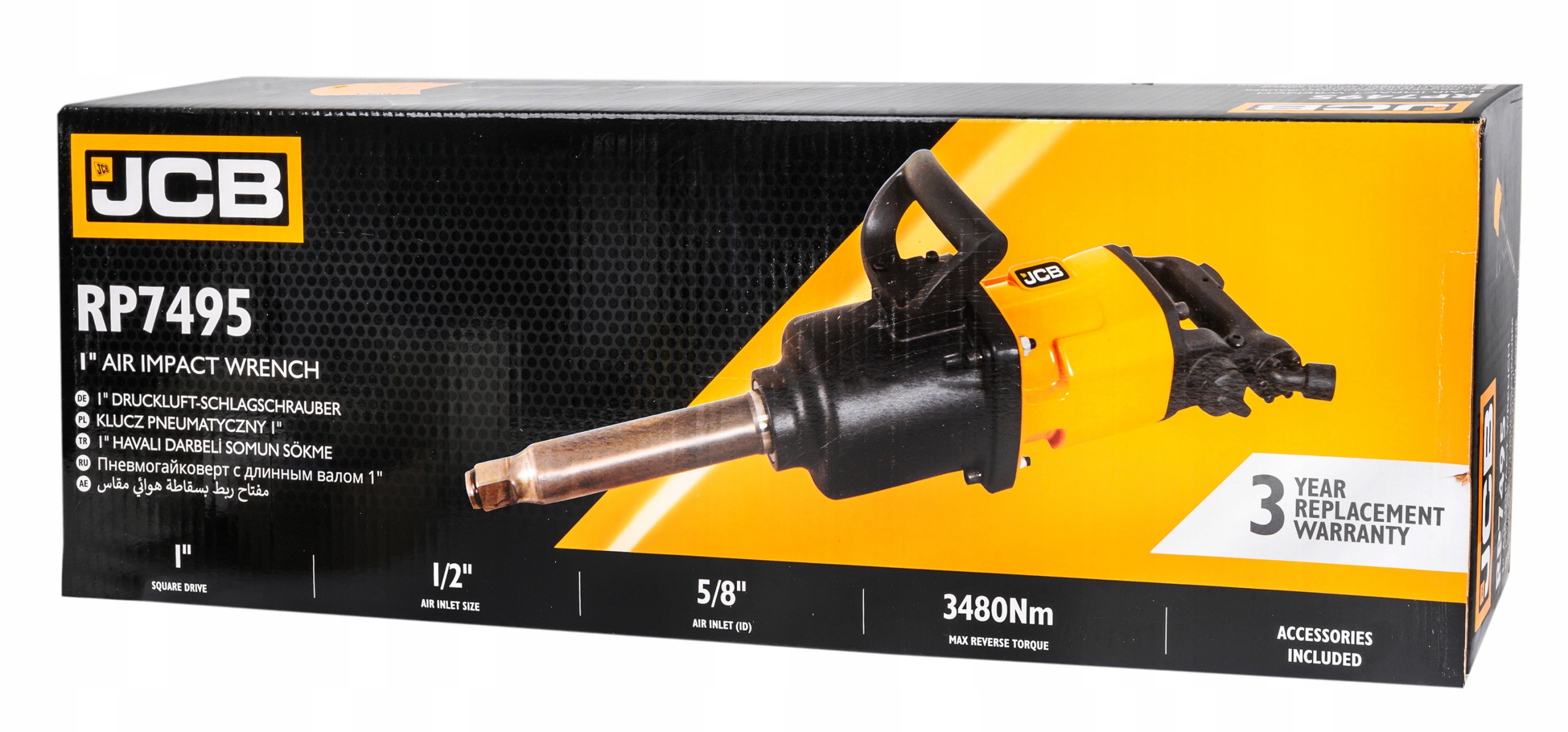 KLUCZ PNEUMATYCZNY UDAROWY DO KÓŁ 1" CAL JCB RP7495 3500Nm TIR MOCNY DŁUGI Kod producenta JCB RP7495