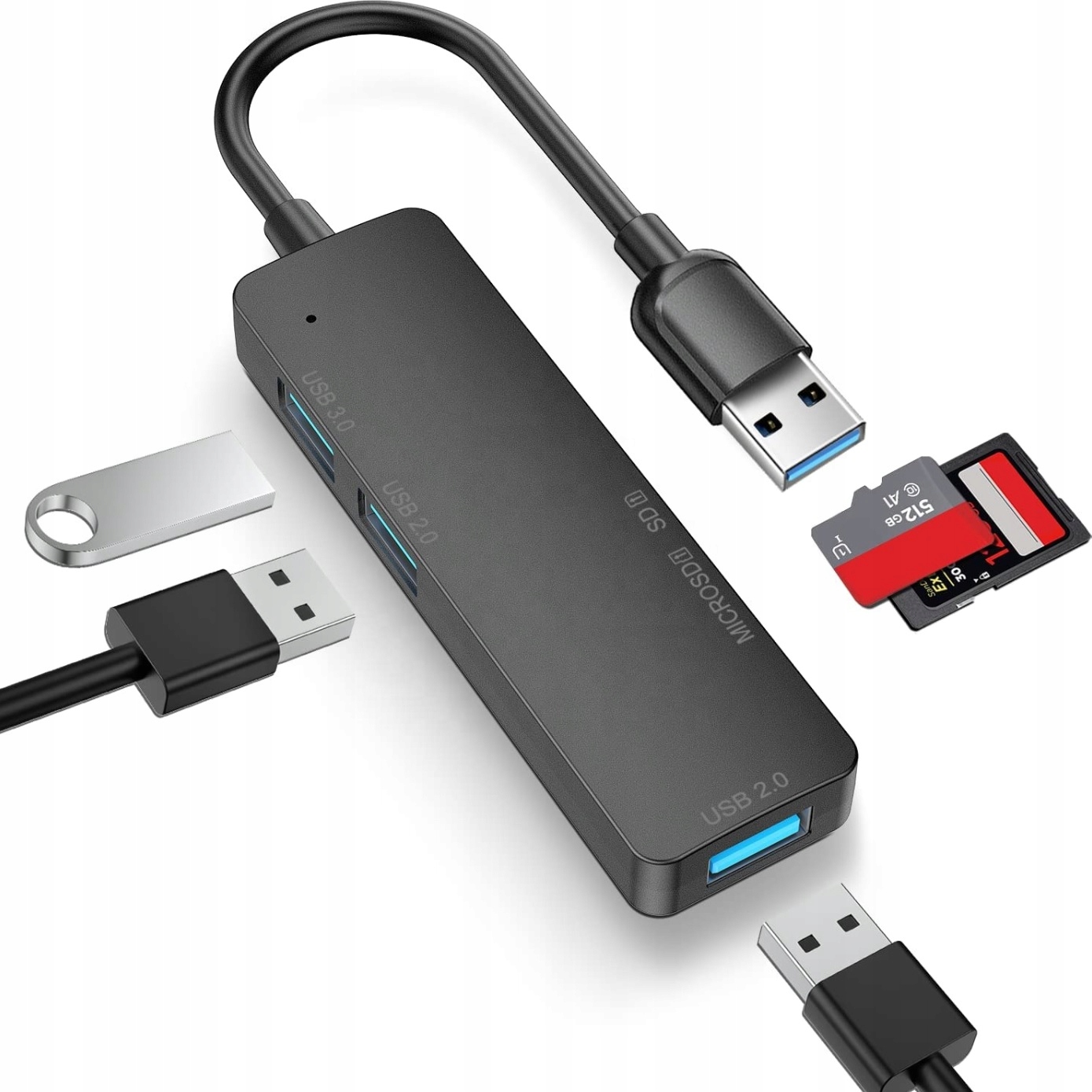 

Rozgałęźnik Rozdzielacz Portów Hub Usb 3.0 MicroSD