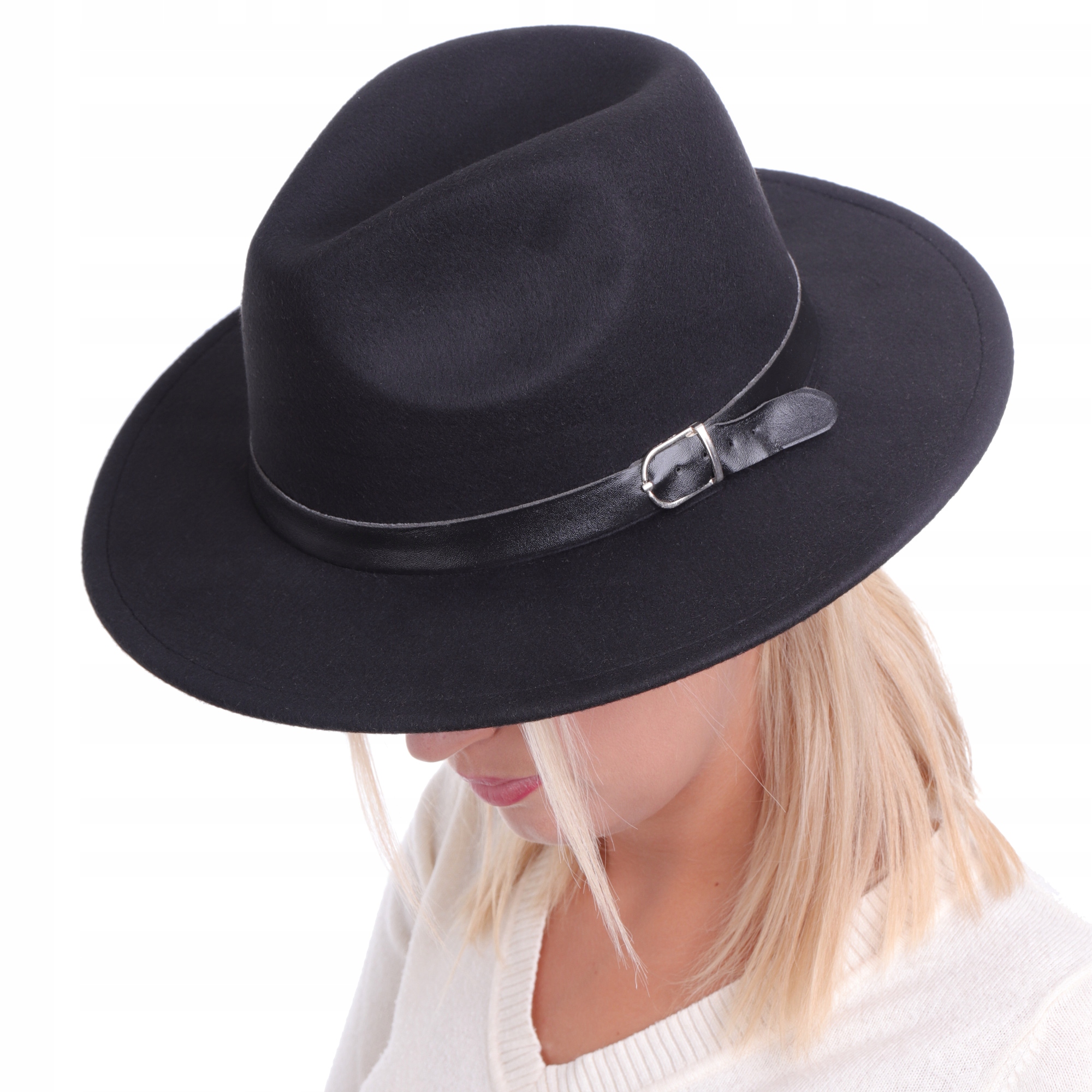 Modny kapelusz damski z falującym rondem beżowy Rodzaj klasyczny