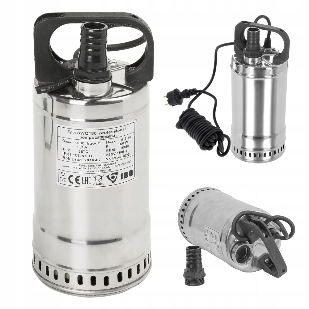 POMPA ZATAPIALNA DO BRUDNEJ WODY IBO SWQ 180 INOX