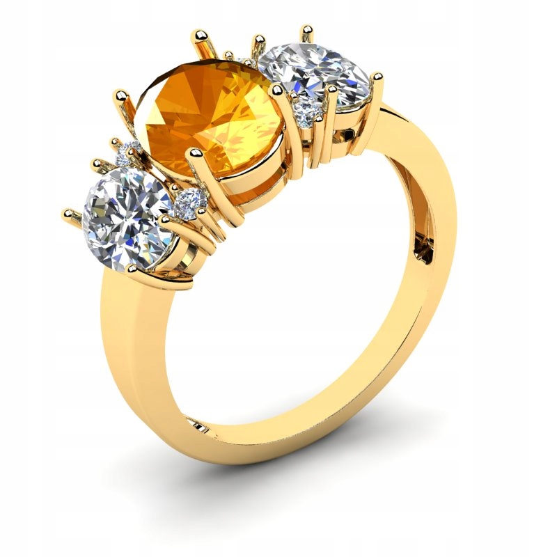 

Pierścionek Złoty Królewski Pomarańczowa Cyrkonia