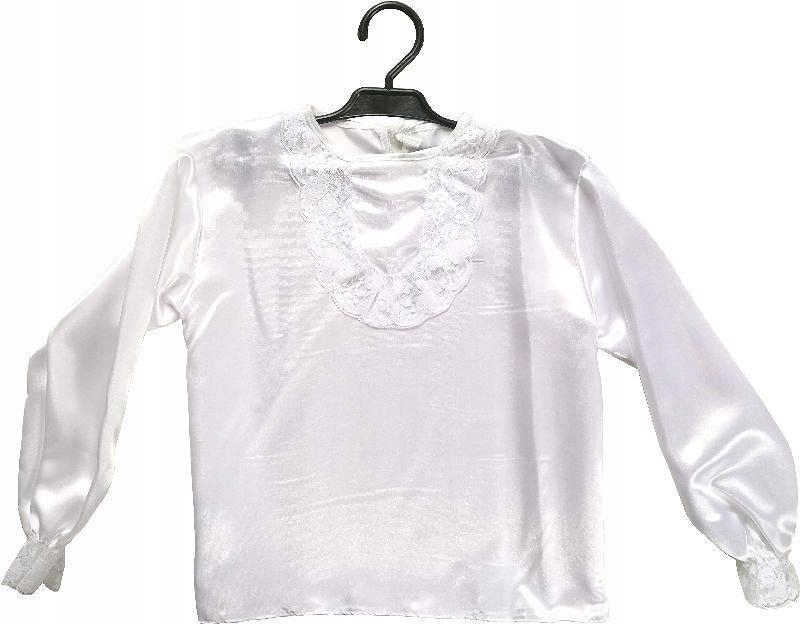 KOSZULA Z ATŁASU BIAŁA Z ŻABOTEM 140CM