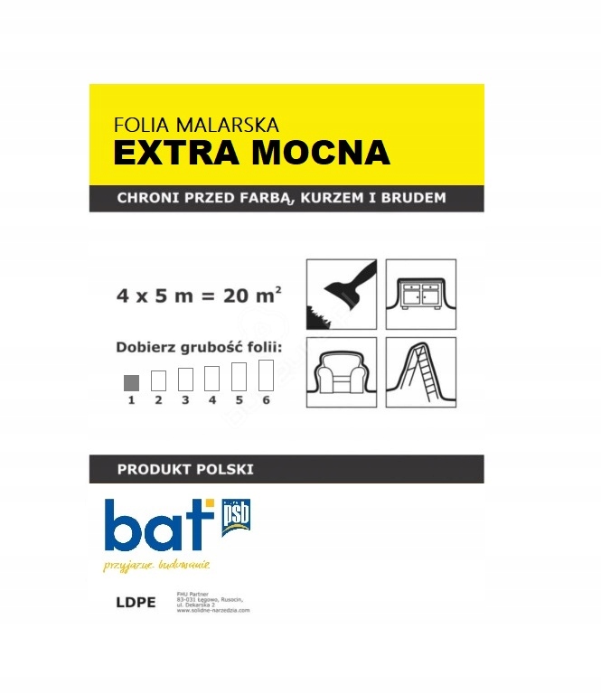 

Plandeka folia malarska 4x 5m extra mocna Bat