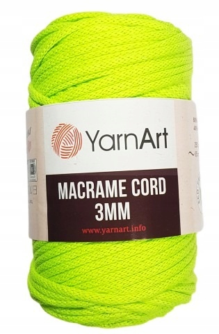 YarnArt Macrame Cord 3mm 801 neonowy żółty