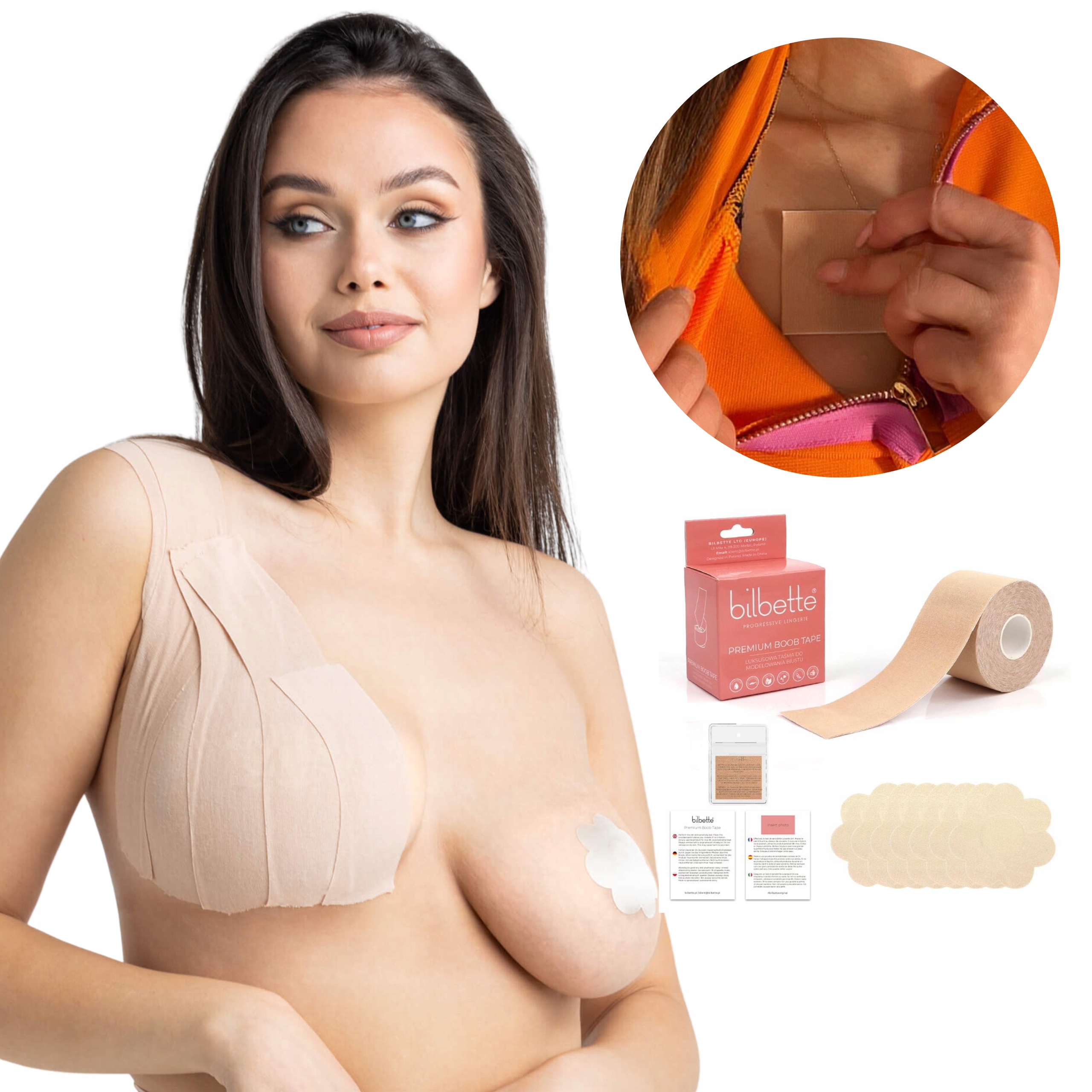 TAŚMA UNOSZĄCA BIUST MODELUJĄCA PODTRZYMUJĄCA GOŁE PLECY Z NASUTNIKAMI 5M