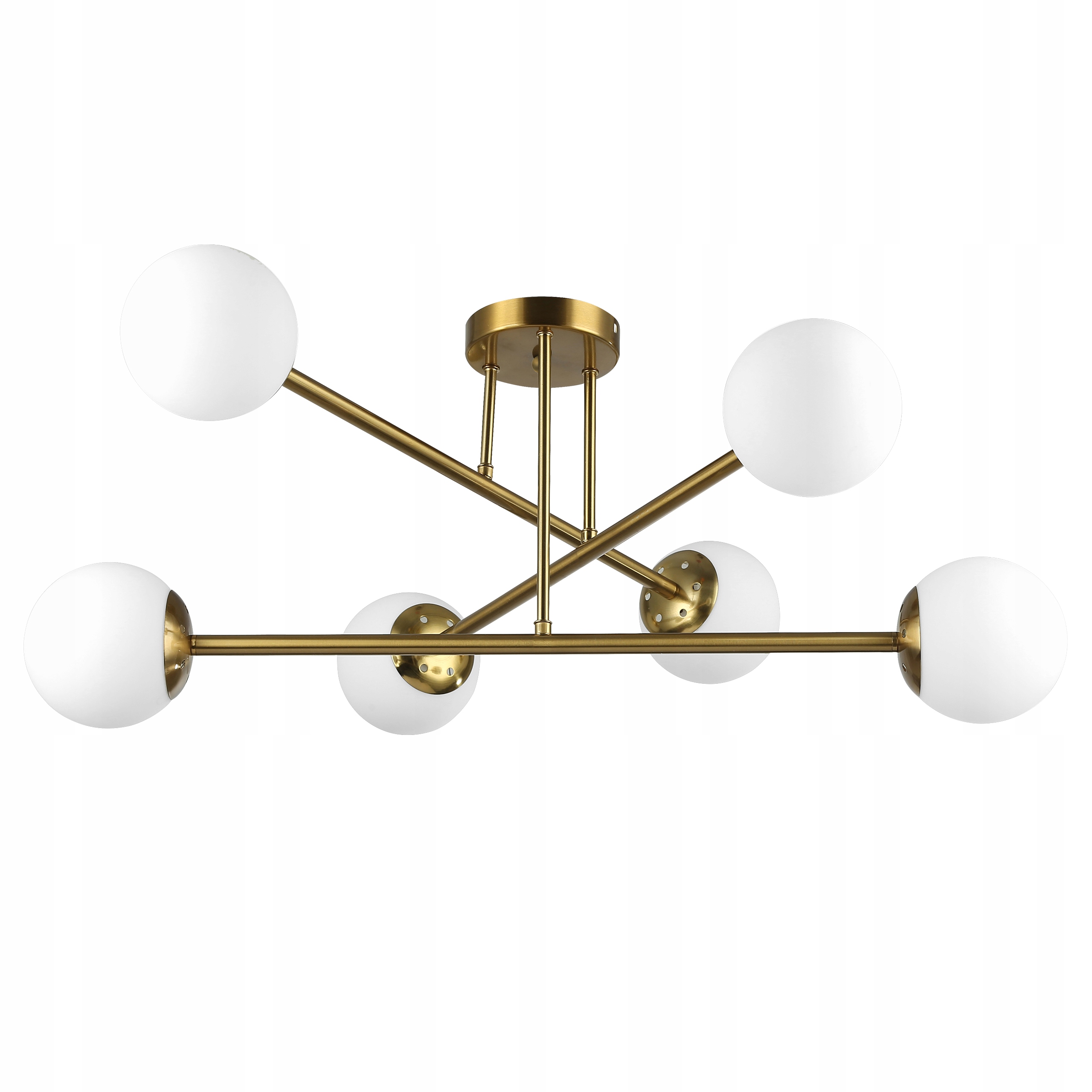 Lampa Wisząca Sufitowa Szklana 6xE27 Żyrandol Loft kule 74cm złoty