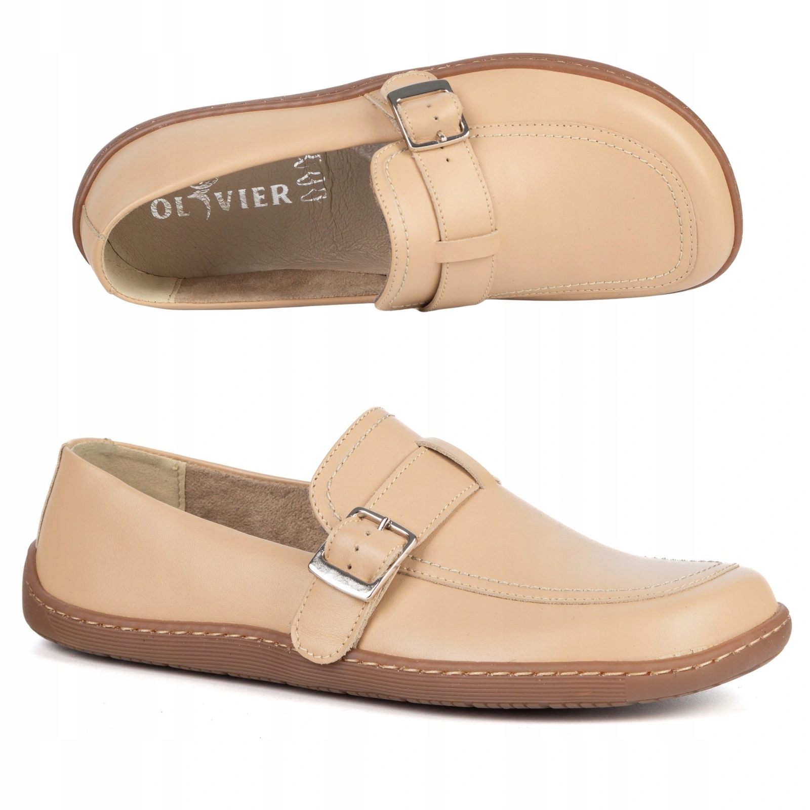 Dámské kožené barefoot boty Olivier Anna spona camel 39